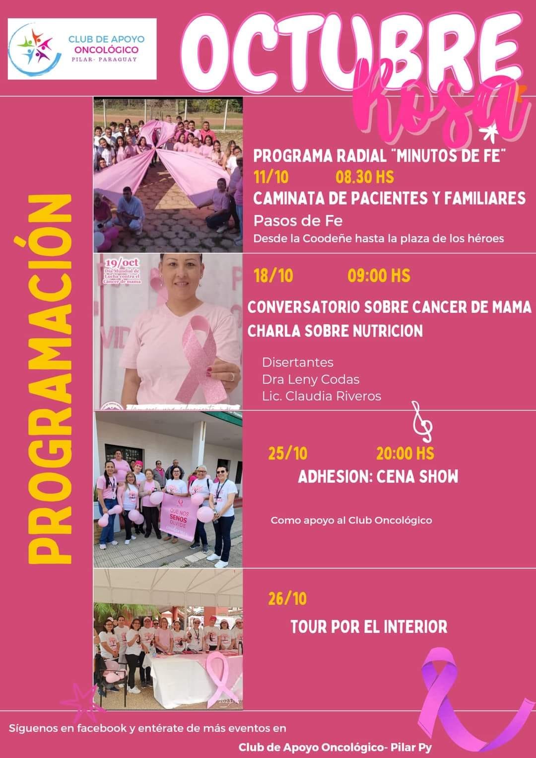 El Club de Apoyo Oncológico de la ciudad de Pilar, prepara varias actividades por el Octubre Rosa.